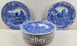 14 Pc Spode Blue Room Collection Dinner Plates Set Floral Scalloped England Lot