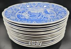 14 Pc Spode Blue Room Collection Dinner Plates Set Floral Scalloped England Lot