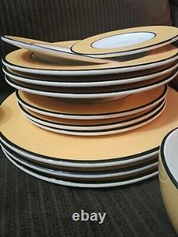 14 Piece PAGNOSSIN Ironstone Treviso SPA YELLOW-BLUE Dinner, Salad & Soup Bowls