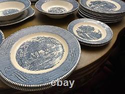15 Royal Currier & Ives Harvest Old Grist Mill Blue White Dinner Plate
