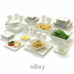 16/30/45/90-PC Dinnerware Set Square Kitchen Banquet Dinner Plates Cups Dishes