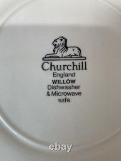 16 Blue Willow CHURCHILL England DINNER PLATES 8 Soup Salad Bowls VINTAGE Mint