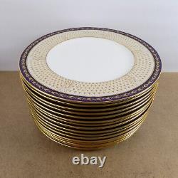 16 Cauldon China Dinner Plates 4732 Cowell & Hubbard Blue & Gold England