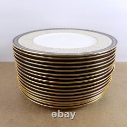 16 Cauldon China Dinner Plates 4732 Cowell & Hubbard Blue & Gold England