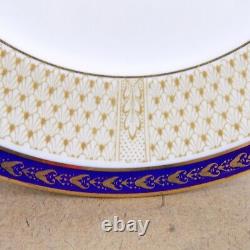 16 Cauldon China Dinner Plates 4732 Cowell & Hubbard Blue & Gold England