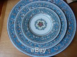 16 Pcs Wedgwood Bone China Florentine TurquoiseDinner, Salad, Bread Plate, Berry B