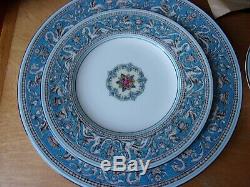 16 Pcs Wedgwood Bone China Florentine TurquoiseDinner, Salad, Bread Plate, Berry B