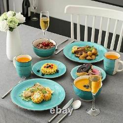 16-Piece Dinner Set Plates Bowls Dinnerware Crockery 4 Place Setting Turquoise