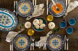 16 Piece Elegant Spanish Dinnerware Set Floral Ceramic Earthenware Dishes Plates