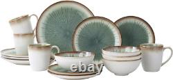16-Piece Green Stoneware Dinnerware Set for 4 Chip & Microwave Safe