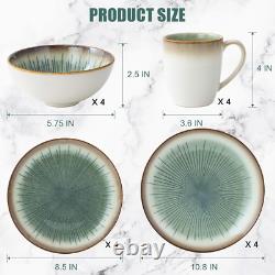 16-Piece Green Stoneware Dinnerware Set for 4 Chip & Microwave Safe