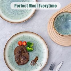 16-Piece Green Stoneware Dinnerware Set for 4 Chip & Microwave Safe