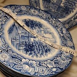 16 Staffordshire LIBERTY BLUE Independence Hall Dinner Plates England