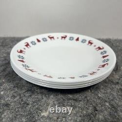 16pc Corelle Holiday Nordic Blu Dinnerware Set Christmas Trees Snow Blue Red