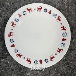 16pc Corelle Holiday Nordic Blu Dinnerware Set Christmas Trees Snow Blue Red