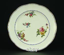 1751-1753 Authentic SEVRES Soft Paste Porcelain 9.25 Plate, Signed #3