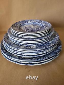 17 x Copeland Spode Vintage Blue Italian Dinner/Salad/Side Plates. Excellent