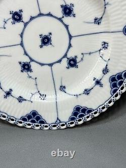 1870-90 Royal Copenhagen Porcelain Dinner Plate Blue Fluted Full lace 9'