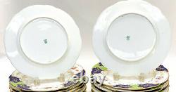 18 Coalport England Hand Painted Porcelain Scalloped Dinner Plates, circa 1900