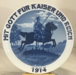 1914 German Rosenthal Blue & White Porcelain Plate Military WWI Kaiser