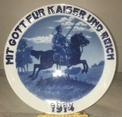 1914 German Rosenthal Blue & White Porcelain Plate Military WWI Kaiser