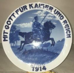 1914 German Rosenthal Blue & White Porcelain Plate Military WWI Kaiser