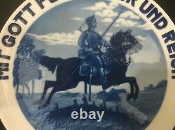 1914 German Rosenthal Blue & White Porcelain Plate Military WWI Kaiser