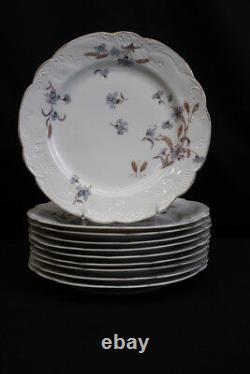 1920's Set of 10 Carlsbad Blue Flowers withWheat 9 3/4 Dinner Plates CAR189