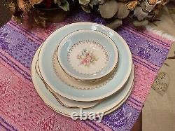 1948' Homer Laughlin Eggshell Georgian plate & Bowls Blue Floral (set of 8)