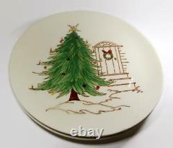 1950s Blue Ridge Southern Potteries CHRISTMAS DOORWAY Dinner Plate Set of 8
