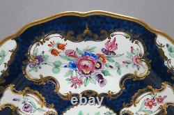 19th Century Samson Worcester HP Floral Scale Blue Ground & Gold 9 Inch Plate A