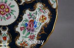 19th Century Samson Worcester HP Floral Scale Blue Ground & Gold 9 Inch Plate A