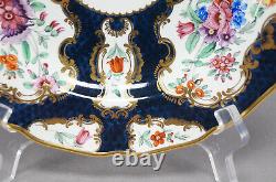 19th Century Samson Worcester HP Floral Scale Blue Ground & Gold 9 Inch Plate A
