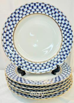 1 Lomonosov Russian Porcelain Cobalt Blue Net Dinner Plate 10 3/4 St Petersburg