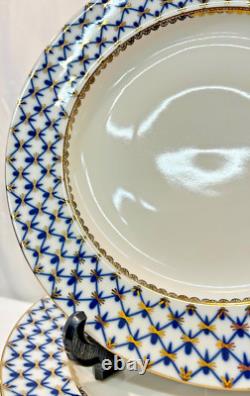 1 Lomonosov Russian Porcelain Cobalt Blue Net Dinner Plate 10 3/4 St Petersburg