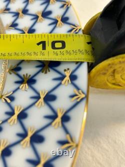 1 Lomonosov Russian Porcelain Cobalt Blue Net Dinner Plate 10 3/4 St Petersburg