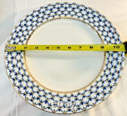1 Lomonosov Russian Porcelain Cobalt Blue Net Dinner Plate 10 3/4 St Petersburg