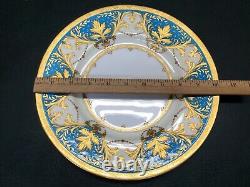 (1) Minton Davis Collamore 5th Ave Dinner Plate 10-1/8 Blue & Gold with Gold Rim