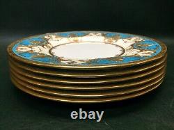 (1) Minton Davis Collamore 5th Ave Dinner Plate 10-1/8 Blue & Gold with Gold Rim