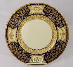 1 Royal Doulton Service Plate Florentine Style Cobalt Blue & Raised Gold, c1928