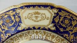 1 Royal Doulton Service Plate Florentine Style Cobalt Blue & Raised Gold, c1928