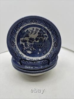 20 Pcs, Set for 4, Churchill Blue Willow Dinnerware Staffordshire England Mint