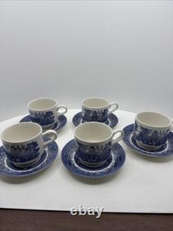 20 Pcs, Set for 4, Churchill Blue Willow Dinnerware Staffordshire England Mint