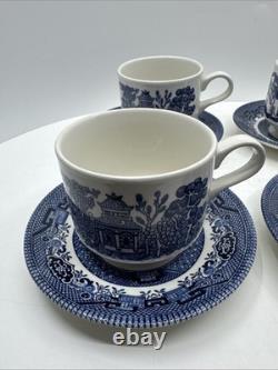 20 Pcs, Set for 4, Churchill Blue Willow Dinnerware Staffordshire England Mint
