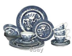 20 Piece Blue Churchill China Willow Dinner/tea Set Home Kitchen New