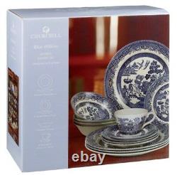 20 Piece Blue Churchill China Willow Dinner/tea Set Home Kitchen New