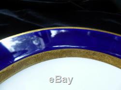20 c. 1919 Antique Cobalt Blue & Gold MINTON England 10 Dinner Plates & 10 Bread