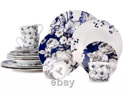 20 pc Azur de Limoges Bone China Dinner Tea Set Porcelain Dinnerware Blue Plates