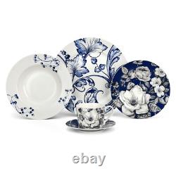 20 pc Azur de Limoges Bone China Dinner Tea Set Porcelain Dinnerware Blue Plates