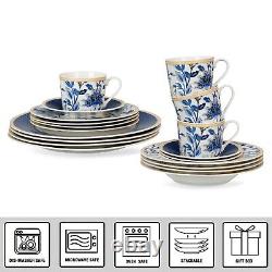 20pc Melodie de Fleurs Bone China Dinner Tea Set Porcelain Dinnerware Blue Plate